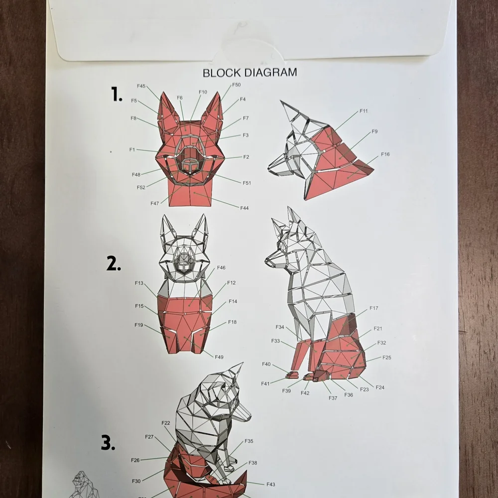 DIY Fox Paper Model Kit Folding Paper Puzzle Decor Art